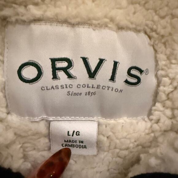 Orvis Sherpa Lined 1/4 Zip Pullover Sweater Gray Men’s Size L Workwear Warm Fall - Picture 5 of 8